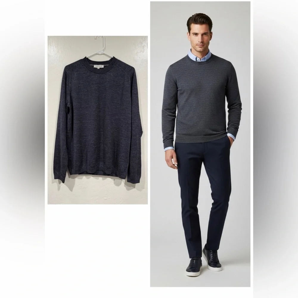 Jack Victor Bluish Gray Long Sleeve Crew Neck Tee Sweater size M